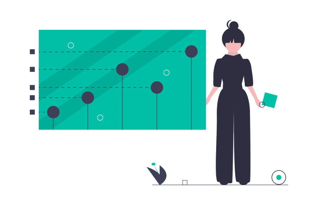 natural language processing woman presenting data chart